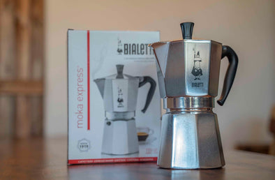 Home brewing collection photo. Image of Bialetti moka express.