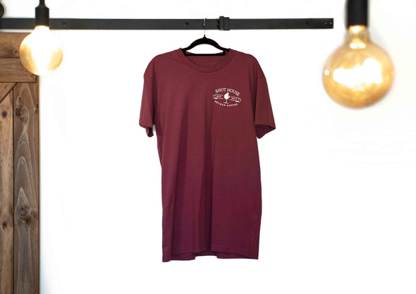 AS colour tee. Shot House branded. Maroon.