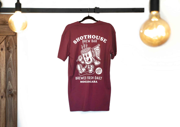 AS colour tee. Shot House branded. Maroon