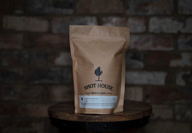 Shothouse house blend coffee beans. Promotional picture of coffee beans.