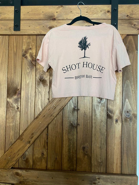 AS colour. Shot house branded crop top. Pink